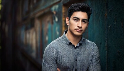 Wall Mural - Dark grunge picture with young man