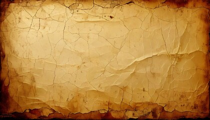 Wall Mural - Vintage paper grunge texture, aged and yellowed with curled edges, ink stains