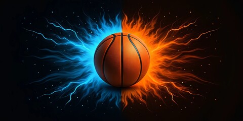 Wall Mural - electric blue and orange background. effect thunderbolt on black background. versus