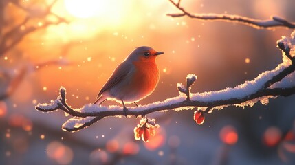Wall Mural - Bird on Tree Branch