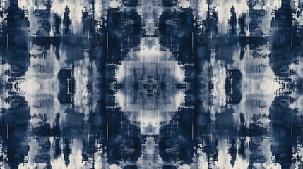 Wall Mural - A pattern of indigo and grey shibori patterns, creating an abstract design with multiple layers for depth. The background is dark blue to create contrast