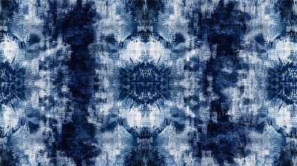 Wall Mural - indigo and grey shibori patterns, creating an abstract design with multiple layers for depth. The background is dark blue to create contrast
