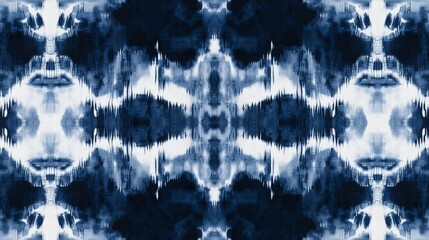 Wall Mural - indigo and grey shibori patterns, creating an abstract design with multiple layers for depth. The background is dark blue to create contrast