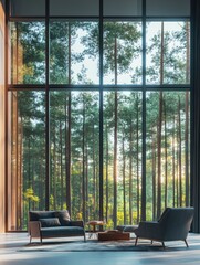 Canvas Print - Cozy Living Room with Large Windows