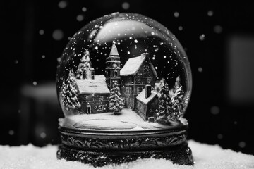 Wall Mural - snow globe on snowy ground