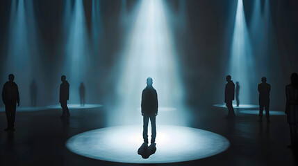Wall Mural - visual representation of the spotlight effect - the illusion of being constantly observed
