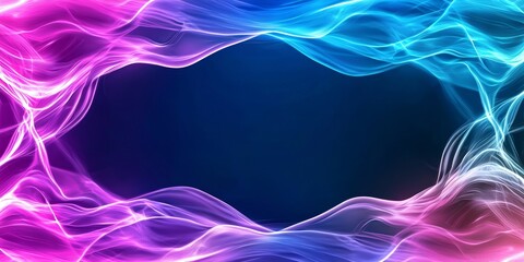 Wall Mural - a vibrant abstract background featuring flowing pink and blue waves, creating a dynamic frame agains