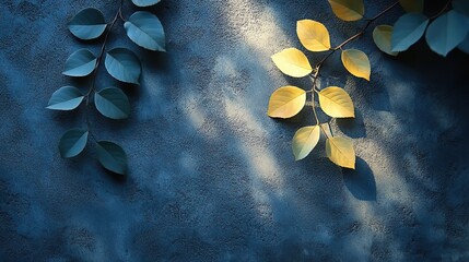 Wall Mural - tree leaf shadows on a gray concrete wall. abstract, trendy nature background.
