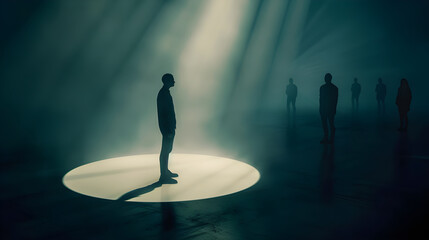 Wall Mural - visual representation of the spotlight effect - the illusion of being constantly observed