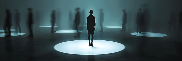 Wall Mural - visual representation of the spotlight effect - the illusion of being constantly observed