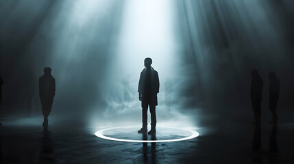 Wall Mural - visual representation of the spotlight effect - the illusion of being constantly observed