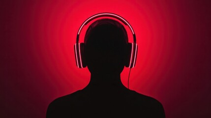 Silhouetted speaker with a bright neon microphone, modern podcast identity concept