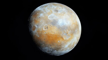 Wall Mural - planet with craters. round rocky world in space. globe with texture. sphere on black background. sim