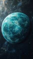 Wall Mural - uranus blue planet in space. world view. distant galaxy scene. cold planet alone. globe floating. ou