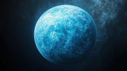Wall Mural - uranus blue planet in dark space. round object with craters floats. cold colors. digital rendering o