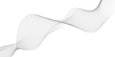 Poster - Abstract grey smooth element swoosh speed wave modern stream background. Wave grey lines created using blend tool. Abstract frequency sound wave lines and twisted curve lines background.
