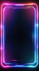 Wall Mural - vibrant neon frame glowing on dark background