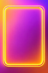 Wall Mural - rounded rectangle neon light frame glowing on gradient background