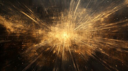 Wall Mural - abstract cosmic explosion, golden rays, dark space, possible use for background design
