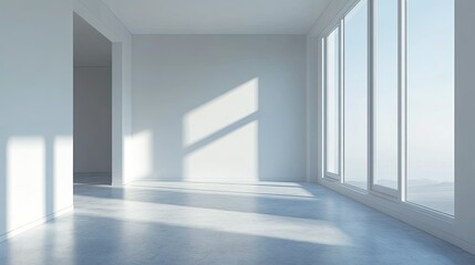  Blank wall in a modern office interior, ideal for mockups or branding. -