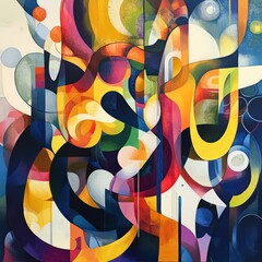 Fototapete - Harmonic Convergence: An Abstract Exploration of Shape, Color, and Form in a Vibrant Composition
