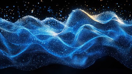 blue light wave with dot-based effects in motion. -x