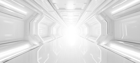 Empty corridor in a modern building, modern architecture interior, empty corridor in a space, futuristic  corridor.