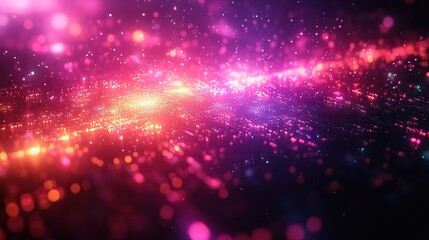 Wall Mural - banner with a distorted glitch effect in purple, pink, and green creates a futuristic, cyberpunk vib