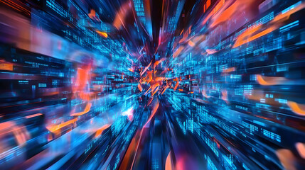 Wall Mural - digital illustrations in blue showcase computer codes and futuristic web designs. virtual patterns d