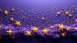© Le - Cute yellow decorative stars sparsely scattered on a trendy purple background, offering ample copy space.