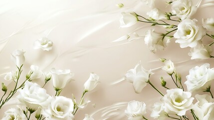 Poster - Stunning display of white roses alongside an elegant soft background perfect for any decorative purpose : Generative AI