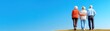 © Supanan - Capture the joy of active senior living with this inspiring image of a Senior couple climbing a scenic hill, taking breaks to admire the view Find serenity and connection as they embrace nature's