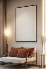 Aufkleber - Chic lounge area with modern chair and decorative accents for a cozy ambiance : Generative AI