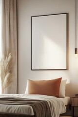 Aufkleber - Cozy minimalist bedroom with elegant decor and warm sunlight casting shadows : Generative AI