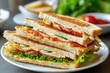 © juliiapanukoffa - Delicious Served Club Sandwiches: The Perfect Toasted Delight for Cafes and Eateries