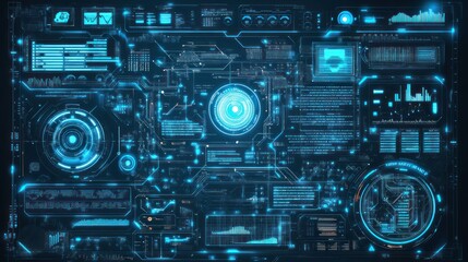 Futuristic technology interface displaying information on a digital screen
