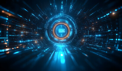 Wall Mural - technology digital interface artificial intelligence hologram future network abstract background com
