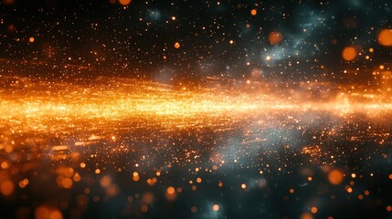Wall Mural - Abstract Light Stream with Bokeh Effects on Dark Space Background