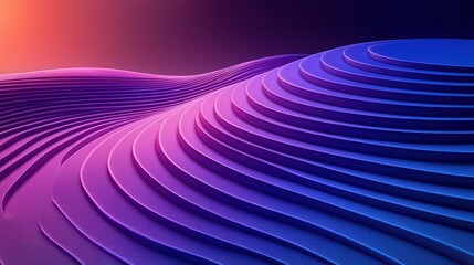 Wall Mural - abstract purple-blue wave landscape, digital art, background design