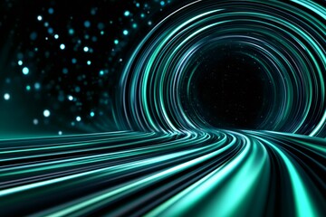 Wall Mural - glowing lines creating a futuristic tunnel in space with turquoise and blue colors