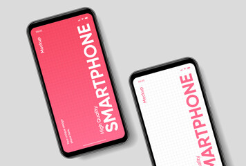 Fototapete - Realistic smartphone mockup. Mobile phone vector with isolated on white background. Device front view. 3D mobile phone with shadow. Realistic, high quality smart phone mockup for ui ux presentation.