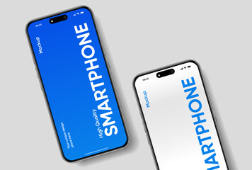 Leinwandbilder - Realistic smartphone mockup. Mobile phone vector with isolated on white background. Device front view. 3D mobile phone with shadow. Realistic, high quality smart phone mockup for ui ux presentation.