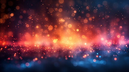 Wall Mural - Red Orange Blue Glitter Festive Sparkle Background, Bright Shimmering Lights for Holiday Themes