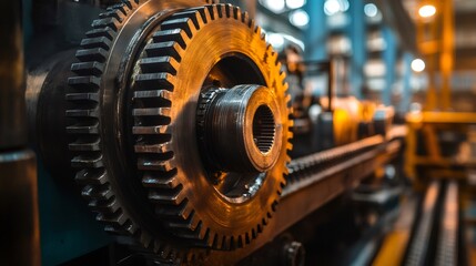 Poster - Large gear rotating in industrial factory machinery