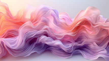 Wall Mural - Pink Purple Fabric Waves Soft Gradient Design, Elegant Silk Texture with Fluid Swirl