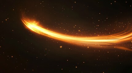 Wall Mural - abstract golden light trail in dark space