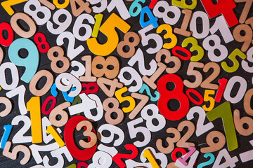 abstract mathematical numbers on a black and white background. finance and data concept. futuristic 
