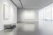 © Tunsale - Modern gallery showroom with an abstract empty wall. AI generated illustration.