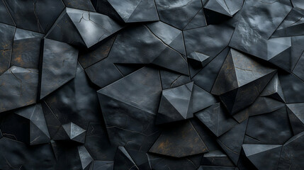 Wall Mural - Dark Grey Stone Wall Geometric Texture, Rugged Industrial Design for Modern Backgrounds