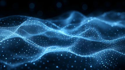 Wall Mural - Abstract Blue Digital Wave Futuristic Network Design, Smooth Particle Flow for Modern Technology